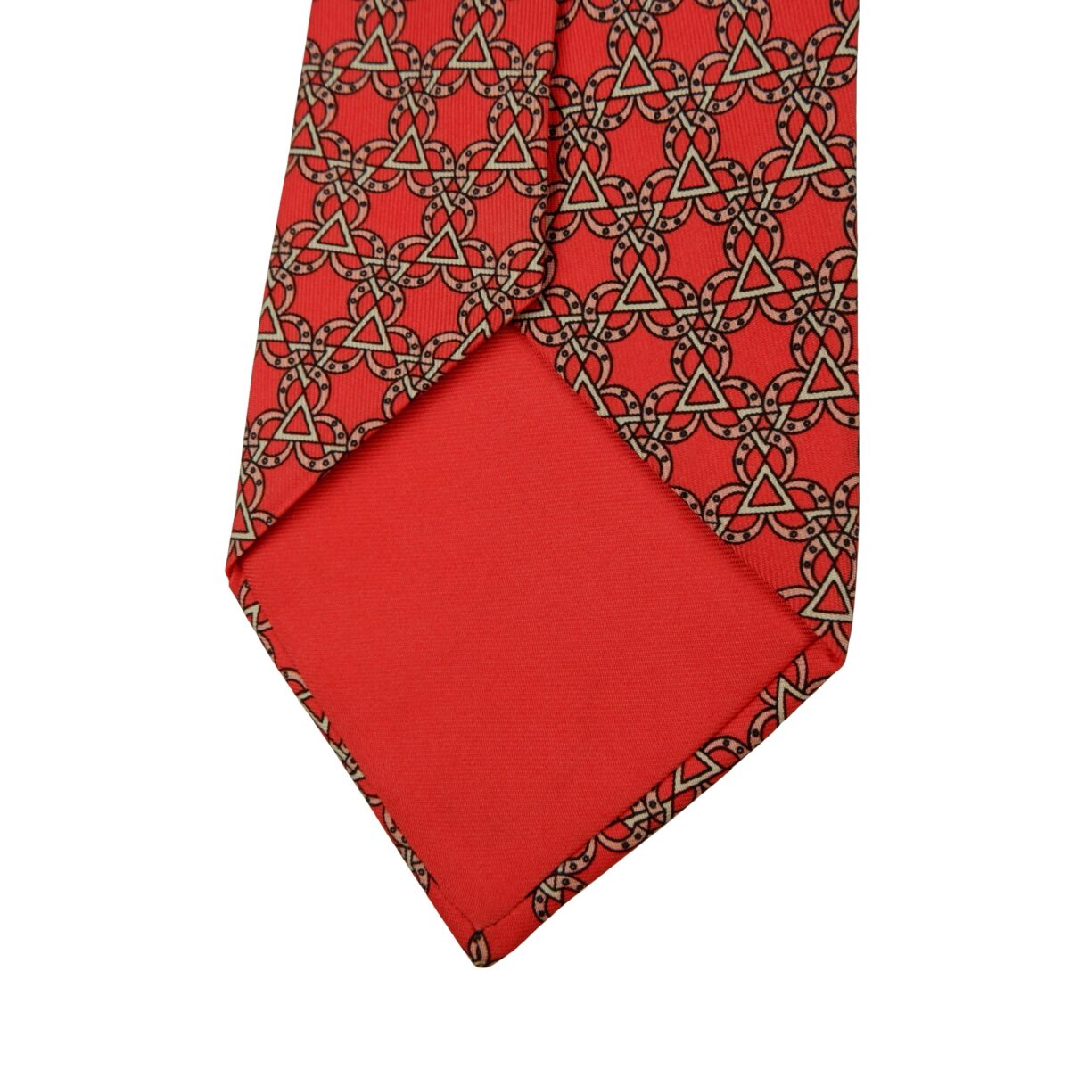 a16252 8 Hermes Tie Silk Red Geometric France (US Import Tax Included) มุมที่ 8