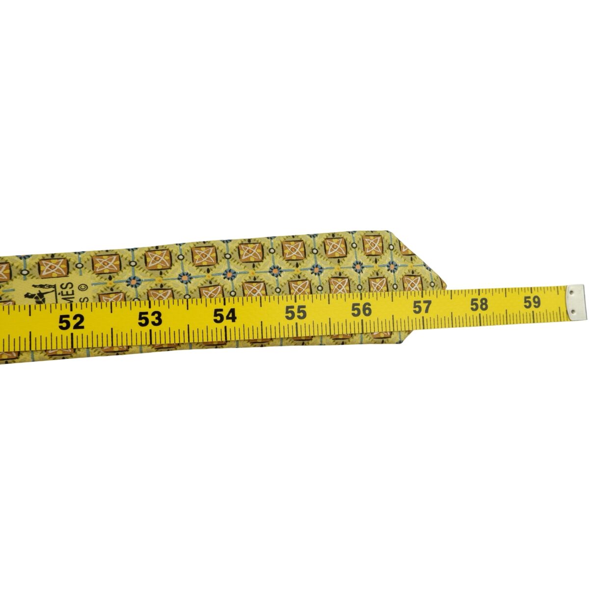 a16253 14 Hermes Tie Silk Yellow Geometric France (US Import Tax Included) มุมที่ 14