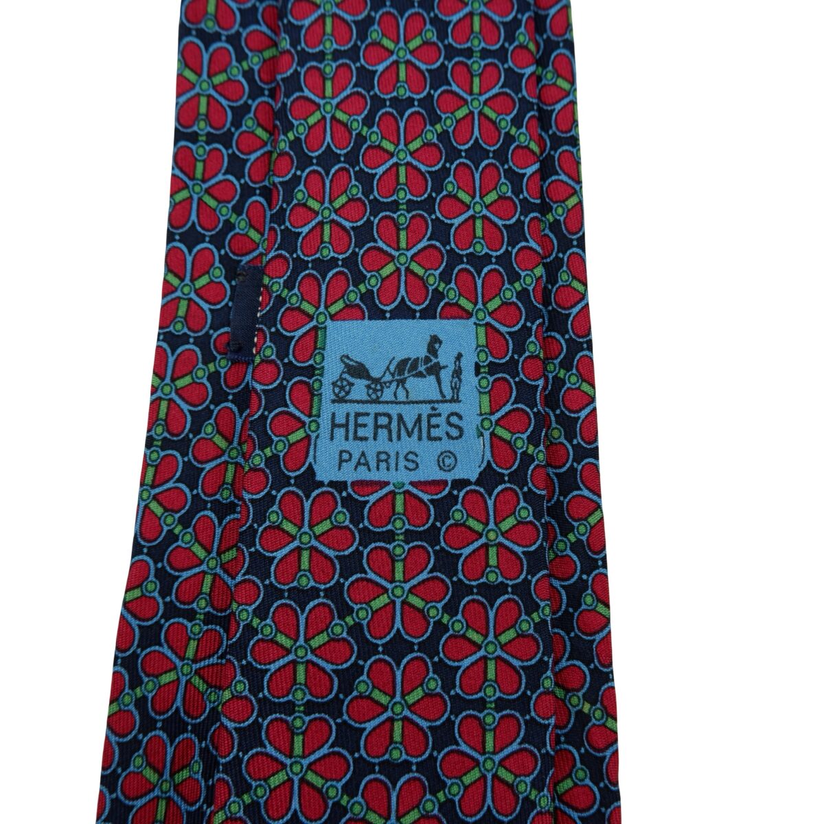 Hermes Tie Silk Dark Blue Red Geometric France (US Import Tax Included) | mesabb clothing Hermes Tie Silk Dark Blue Red Geometric France (US Import Tax Included) มุมที่ 10