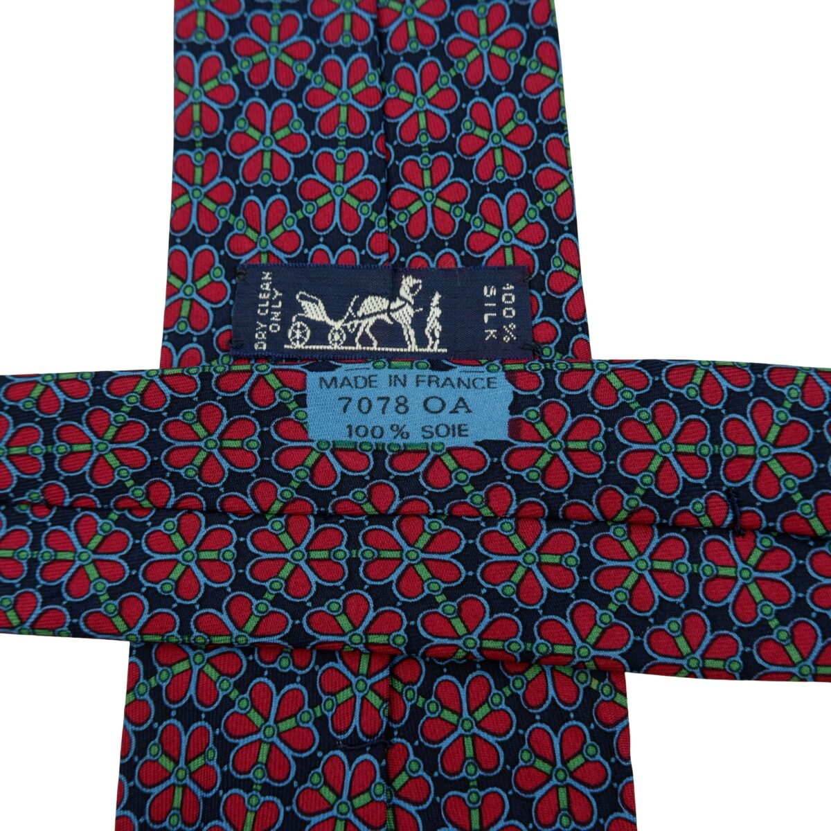 Hermes Tie Silk Dark Blue Red Geometric France (US Import Tax Included) | mesabb clothing Hermes Tie Silk Dark Blue Red Geometric France (US Import Tax Included) มุมที่ 11