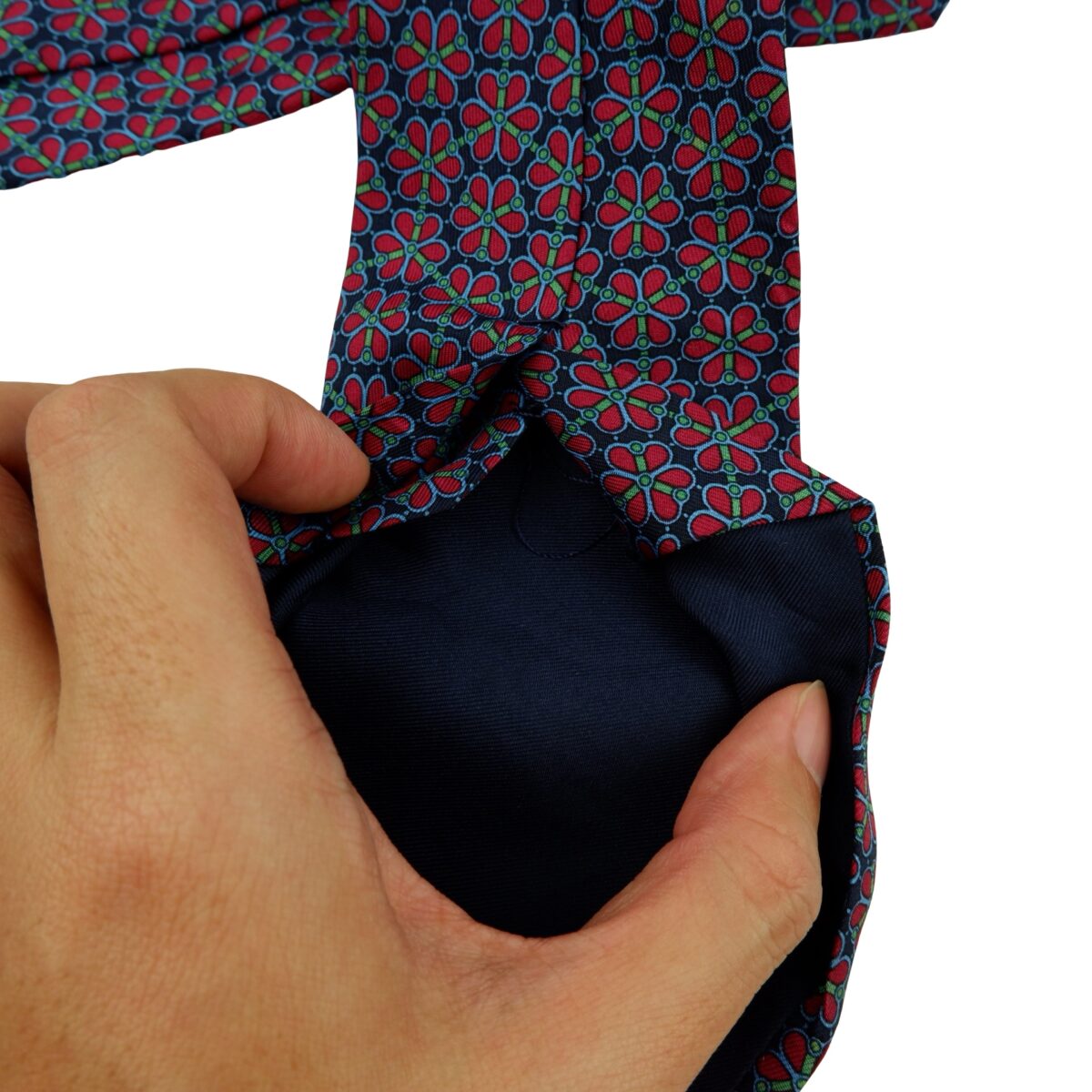 Hermes Tie Silk Dark Blue Red Geometric France (US Import Tax Included) | mesabb clothing Hermes Tie Silk Dark Blue Red Geometric France (US Import Tax Included) มุมที่ 12