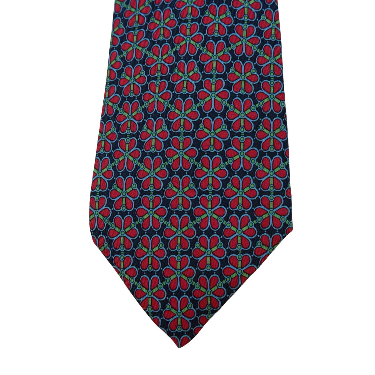 Hermes Tie Silk Dark Blue Red Geometric France (US Import Tax Included) | mesabb clothing Hermes Tie Silk Dark Blue Red Geometric France (US Import Tax Included) มุมที่ 6