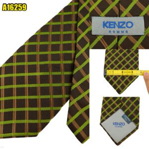 Kenzo Tie Silk Brown Check Japan (US Import Tax Included) มุมที่ 1