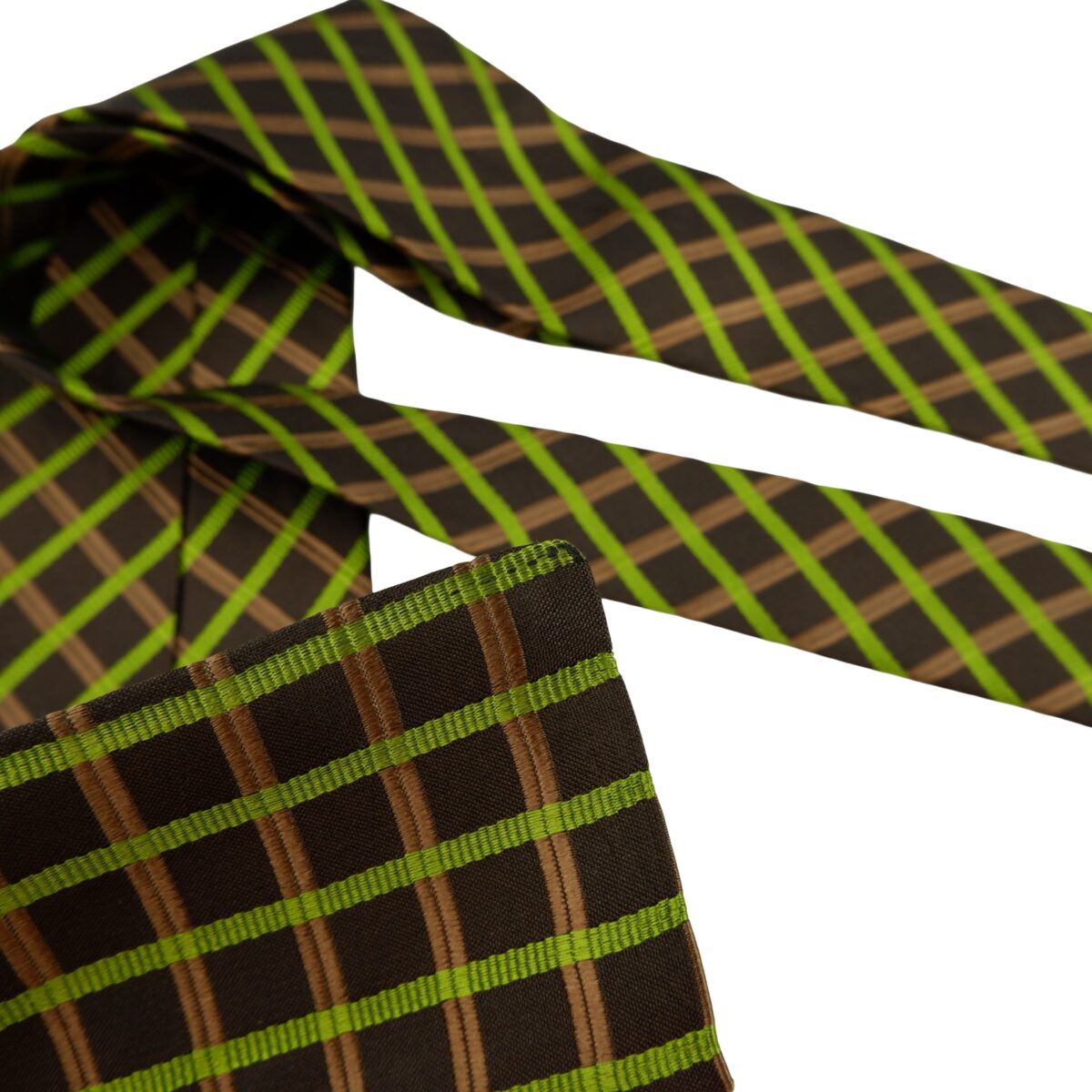 a16259 12 Kenzo Tie Silk Brown Check Japan (US Import Tax Included) มุมที่ 12