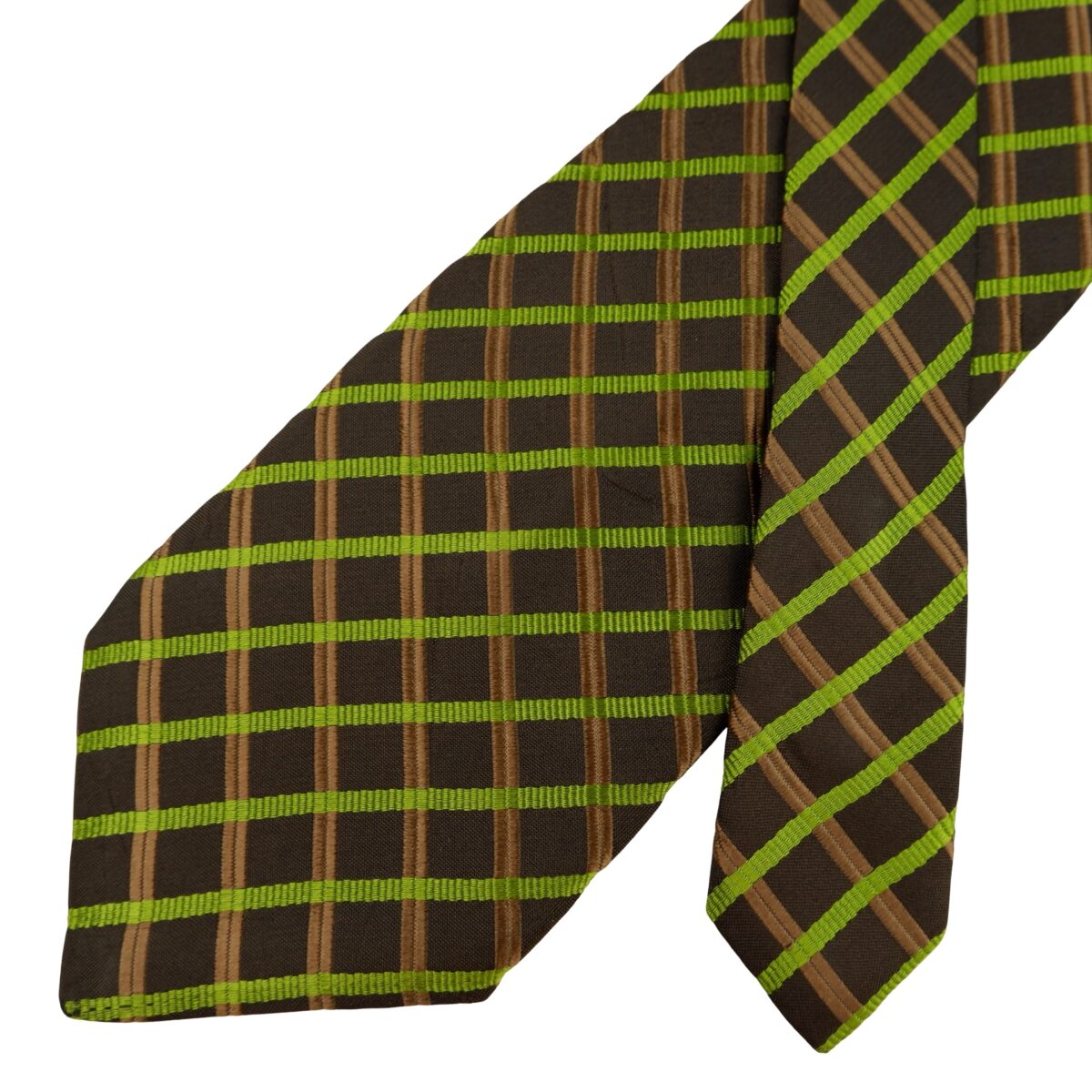 a16259 2 Kenzo Tie Silk Brown Check Japan (US Import Tax Included) มุมที่ 2