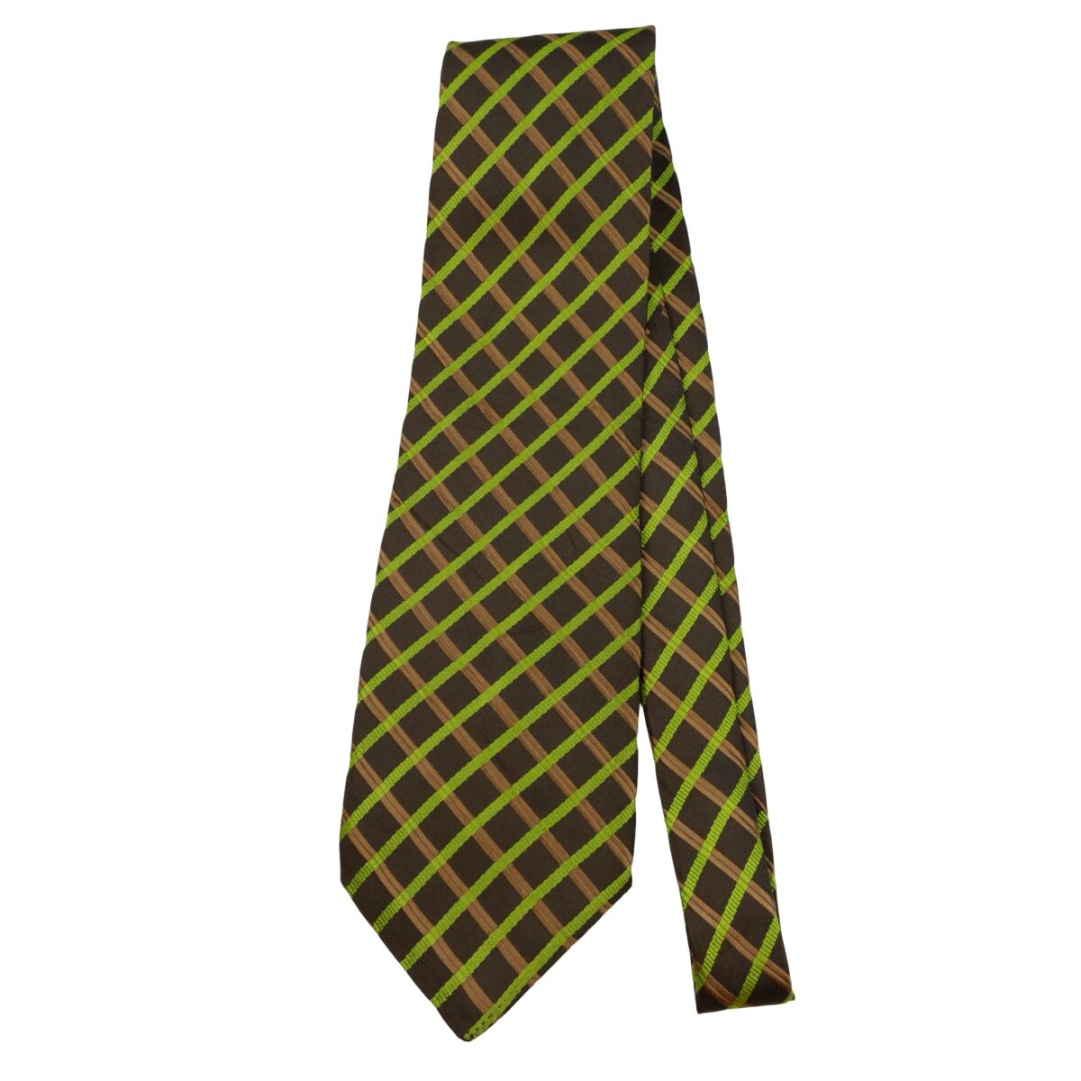 a16259 5 Kenzo Tie Silk Brown Check Japan (US Import Tax Included) มุมที่ 5