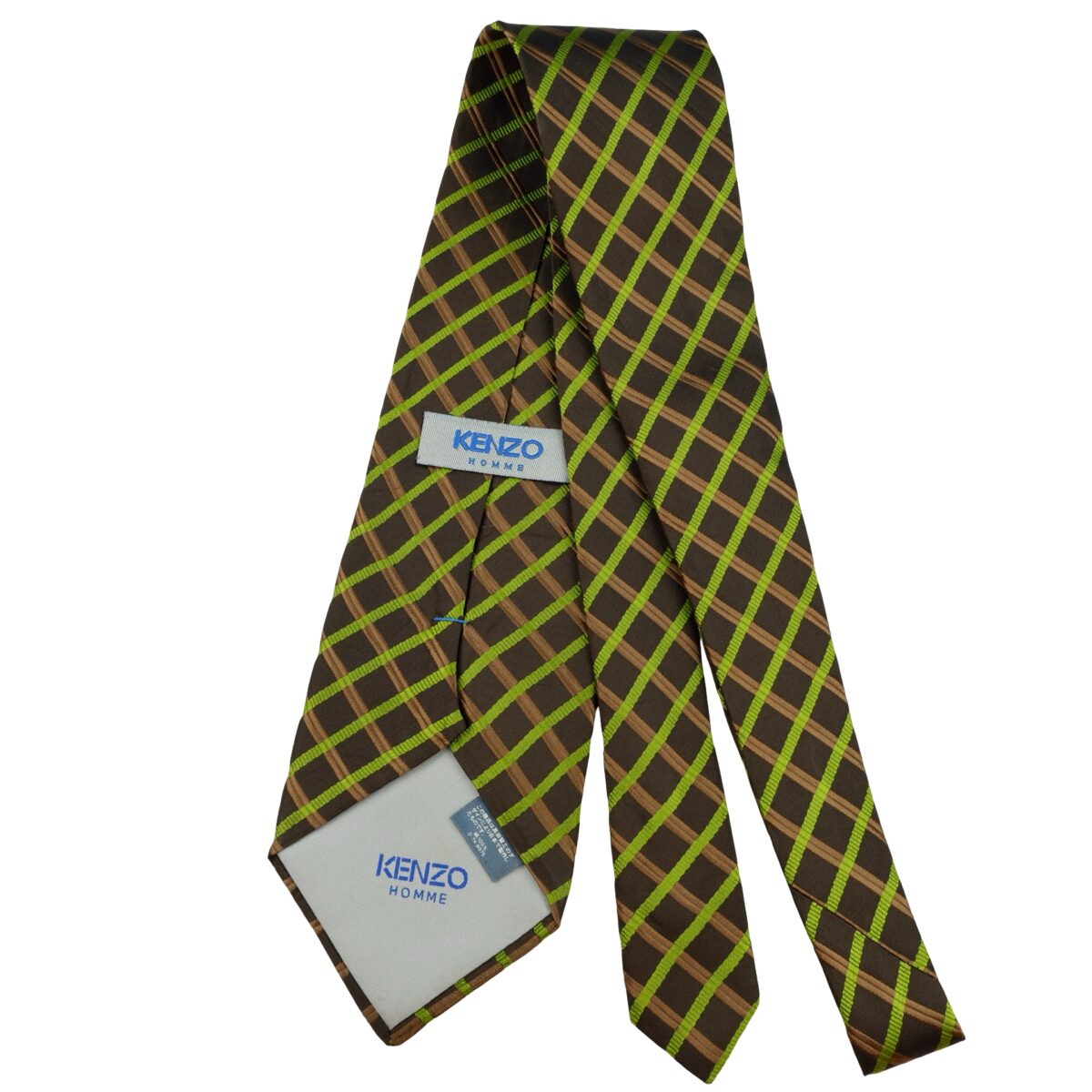 a16259 7 Kenzo Tie Silk Brown Check Japan (US Import Tax Included) มุมที่ 7