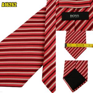 Hugo Boss Tie Silk Maroon Stripe Italy (US Import Tax Included) มุมที่ 1