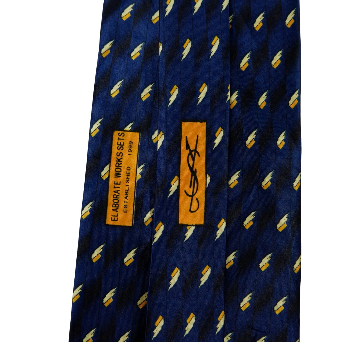 a16263 10 Unbrand Tie Silk Dark Blue Geometric (US Import Tax Included) มุมที่ 10