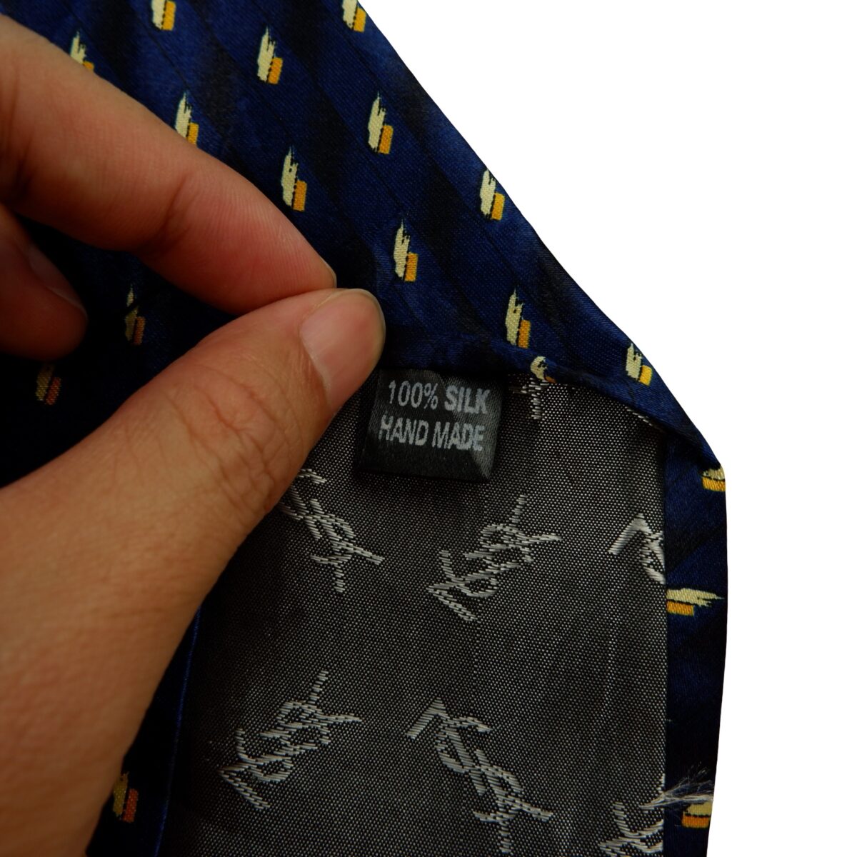 a16263 11 Unbrand Tie Silk Dark Blue Geometric (US Import Tax Included) มุมที่ 11