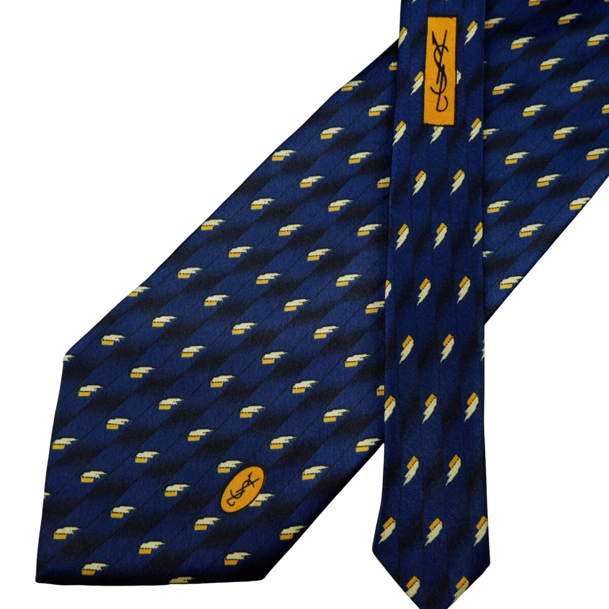 a16263 2 Unbrand Tie Silk Dark Blue Geometric (US Import Tax Included) มุมที่ 2