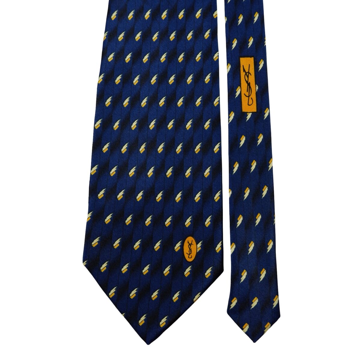 a16263 3 Unbrand Tie Silk Dark Blue Geometric (US Import Tax Included) มุมที่ 3