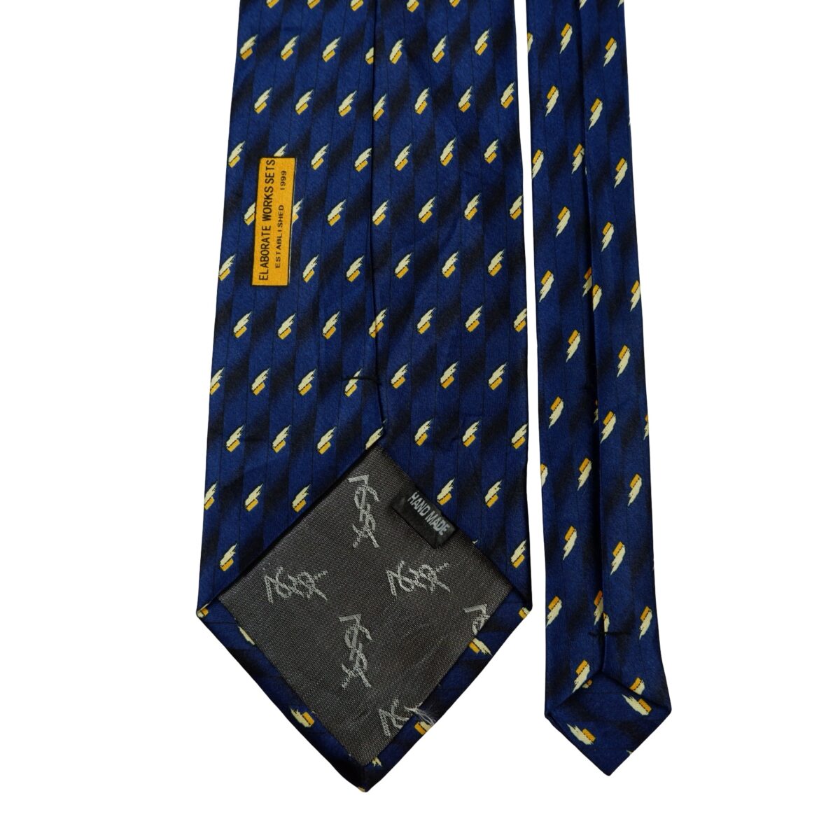 a16263 4 Unbrand Tie Silk Dark Blue Geometric (US Import Tax Included) มุมที่ 4