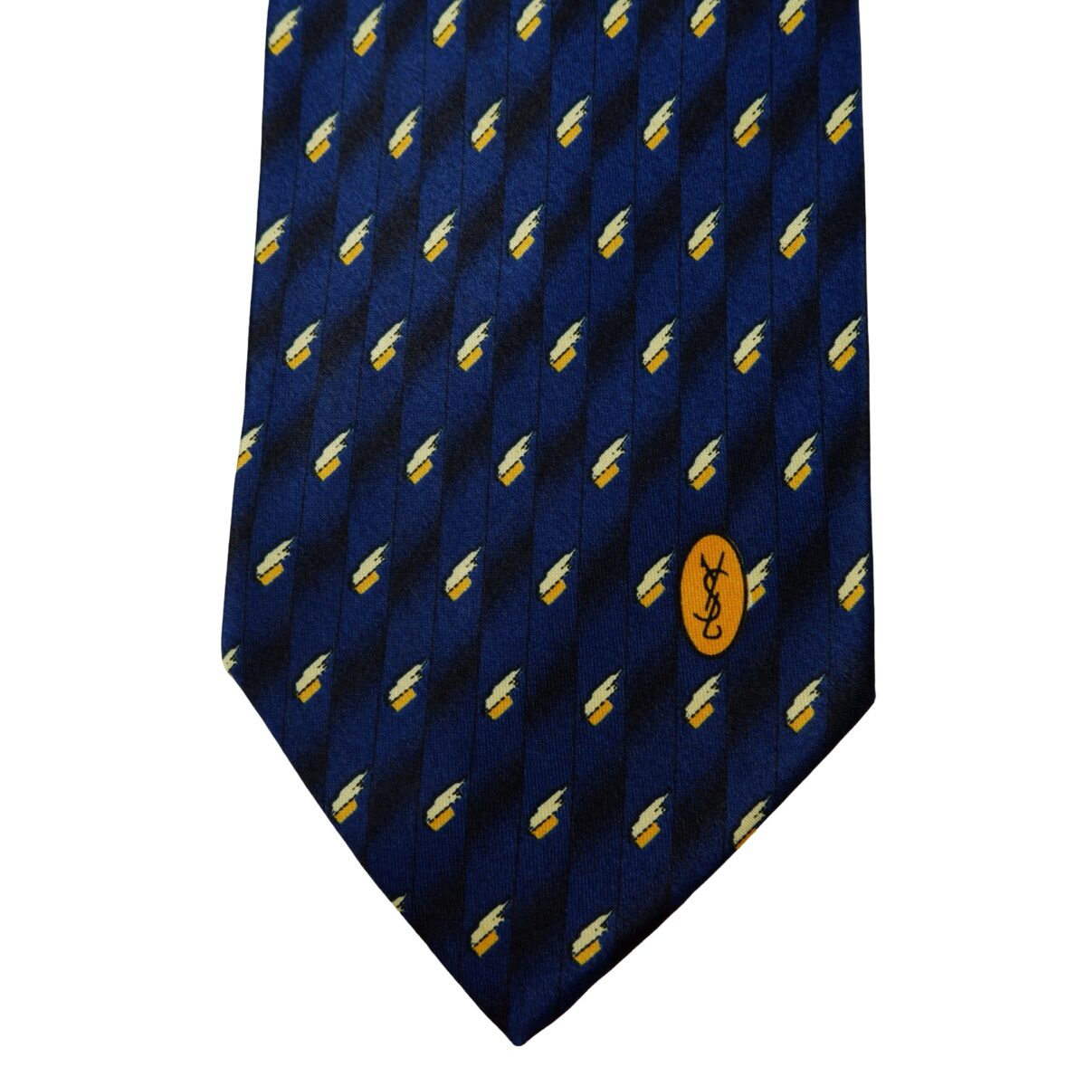a16263 6 Unbrand Tie Silk Dark Blue Geometric (US Import Tax Included) มุมที่ 6