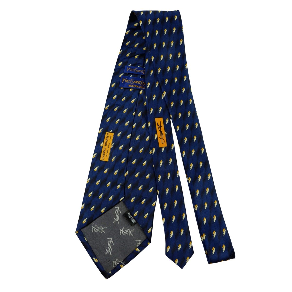 a16263 7 Unbrand Tie Silk Dark Blue Geometric (US Import Tax Included) มุมที่ 7