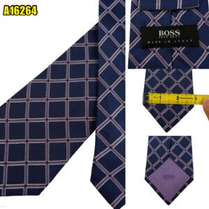 Hugo Boss Tie Silk Purple Check Italy (US Import Tax Included) มุมที่ 1