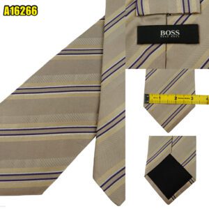 Hugo Boss Tie Silk Gray Stripe Italy (US Import Tax Included) มุมที่ 1