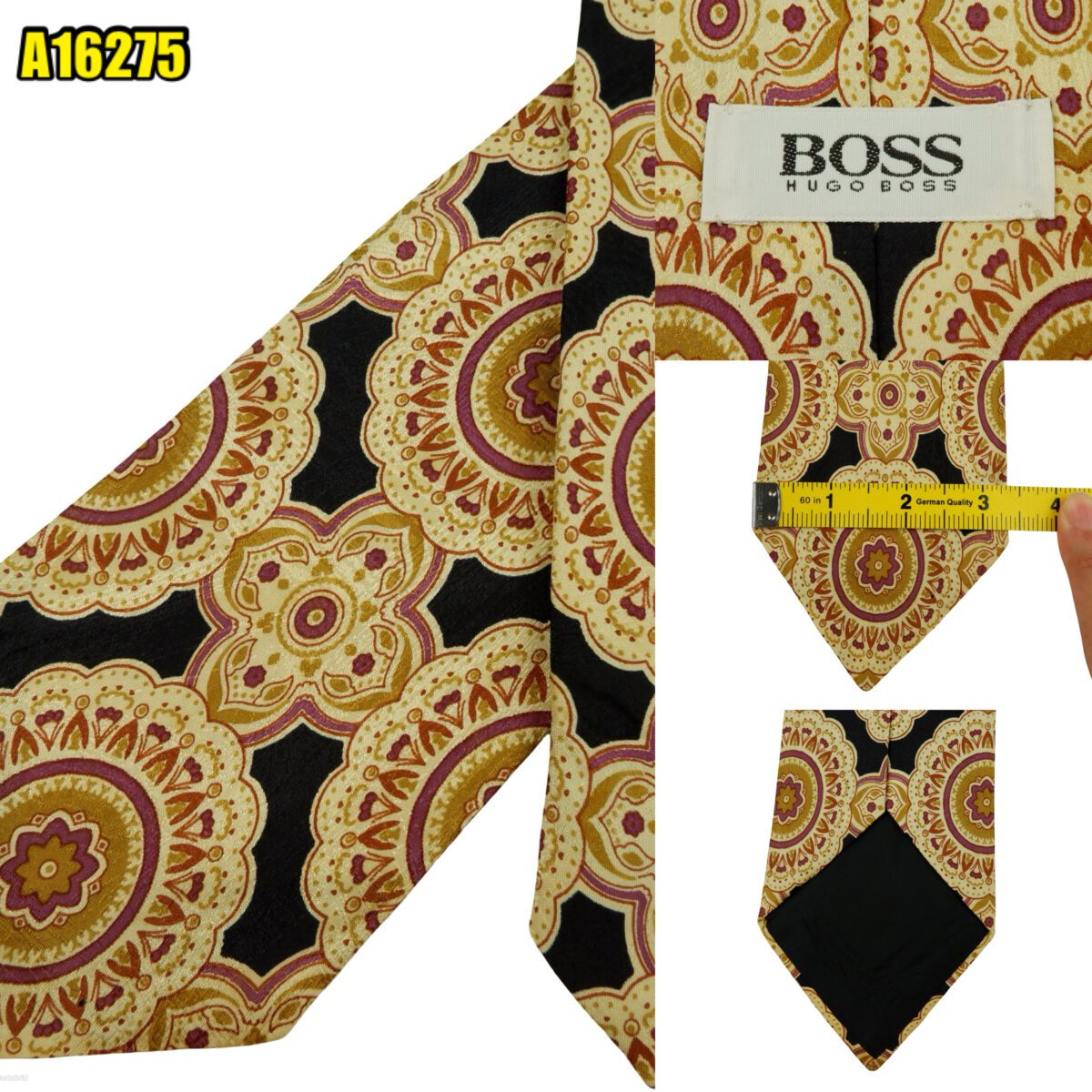 created by photogrid Hugo Boss Tie Silk Black Geometric Italy (US Import Tax Included) มุมที่ 1