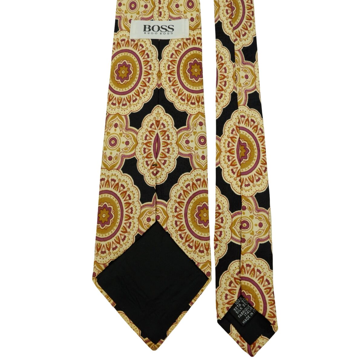 a16275 4 Hugo Boss Tie Silk Black Geometric Italy (US Import Tax Included) มุมที่ 4