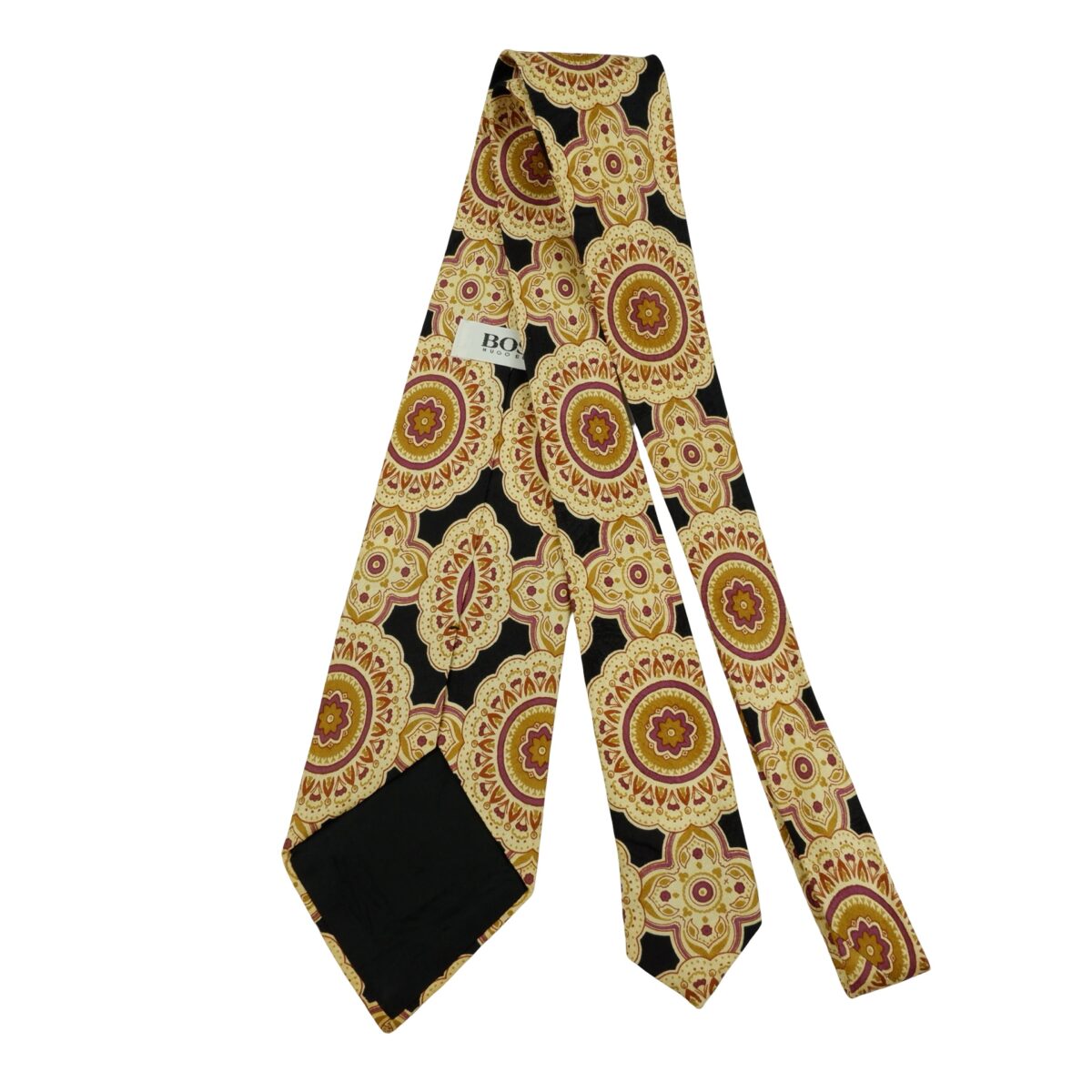a16275 7 Hugo Boss Tie Silk Black Geometric Italy (US Import Tax Included) มุมที่ 7