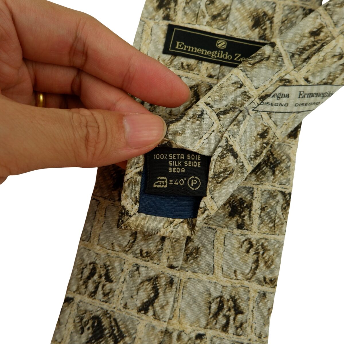 a16276 10 Ermenegildo Zegna Tie Silk Brown Geometric Italy (US Import Tax Included) มุมที่ 10