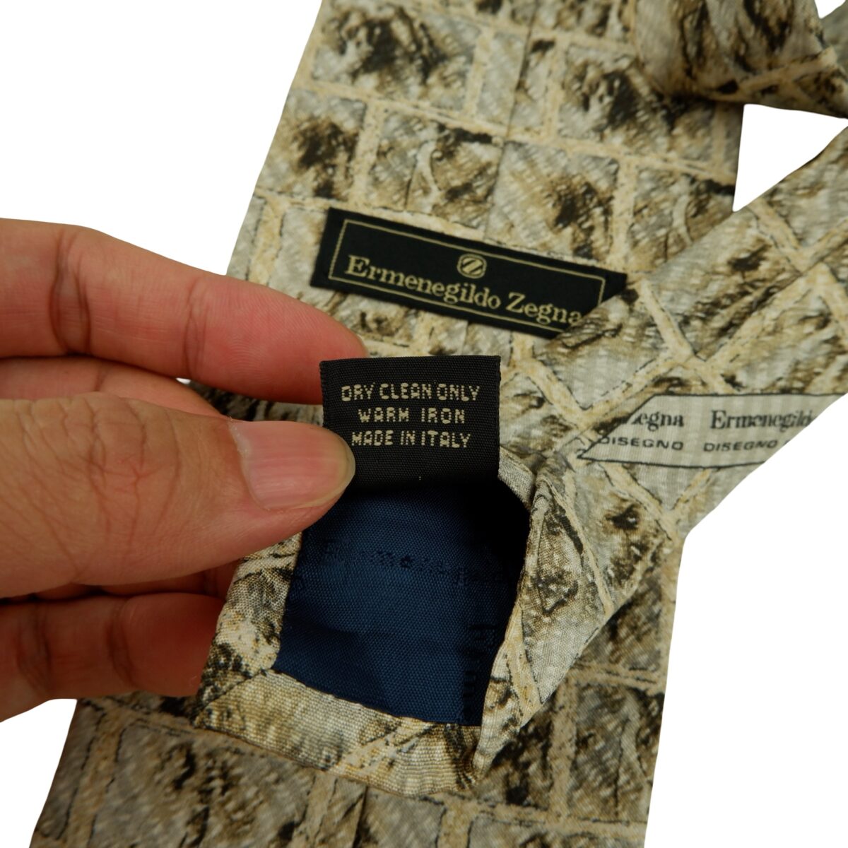 a16276 11 Ermenegildo Zegna Tie Silk Brown Geometric Italy (US Import Tax Included) มุมที่ 11