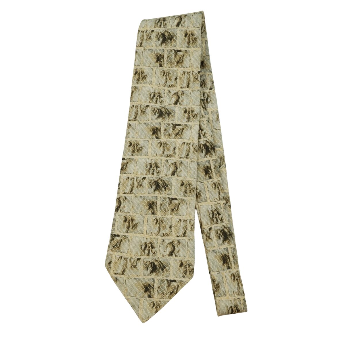a16276 5 Ermenegildo Zegna Tie Silk Brown Geometric Italy (US Import Tax Included) มุมที่ 5