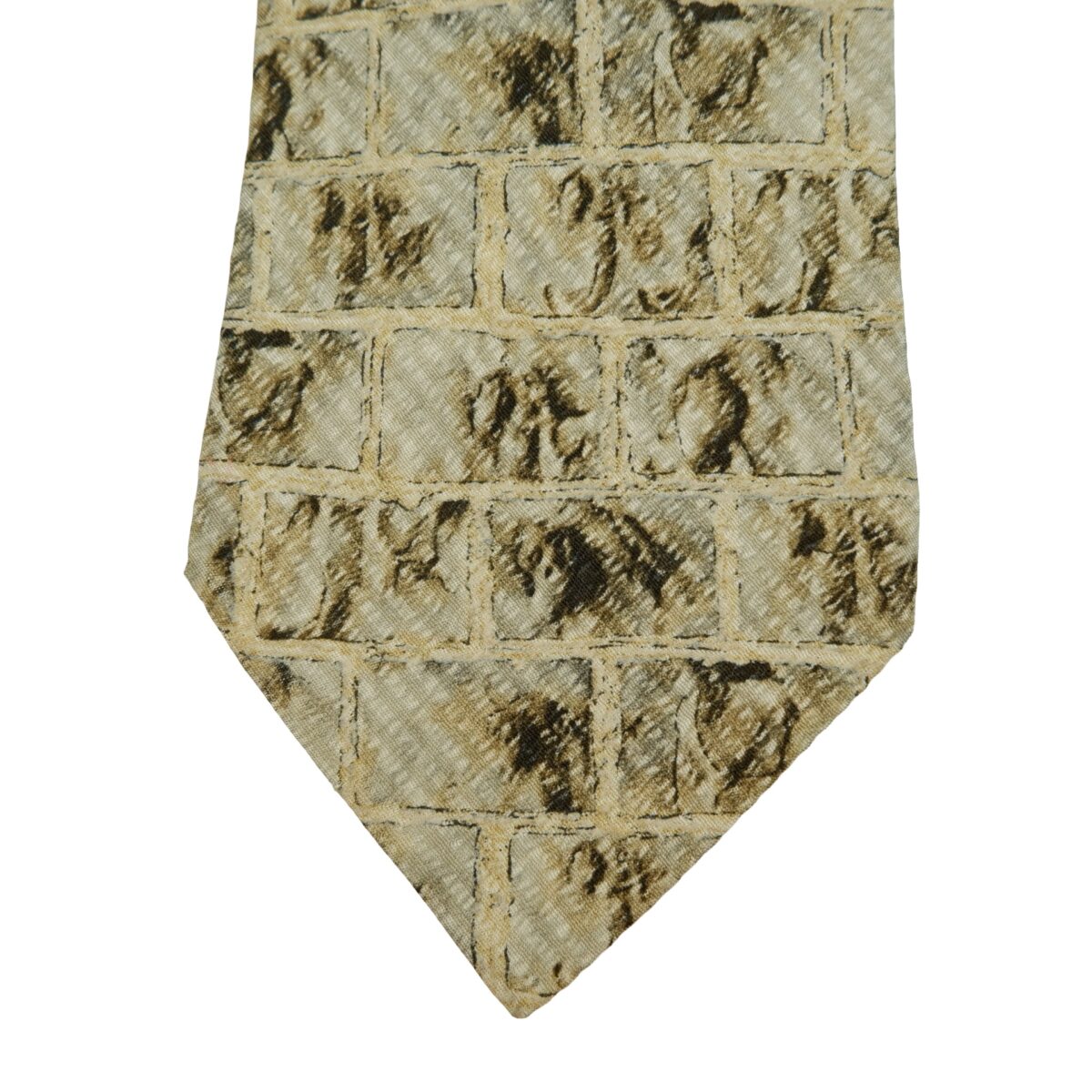 a16276 6 Ermenegildo Zegna Tie Silk Brown Geometric Italy (US Import Tax Included) มุมที่ 6
