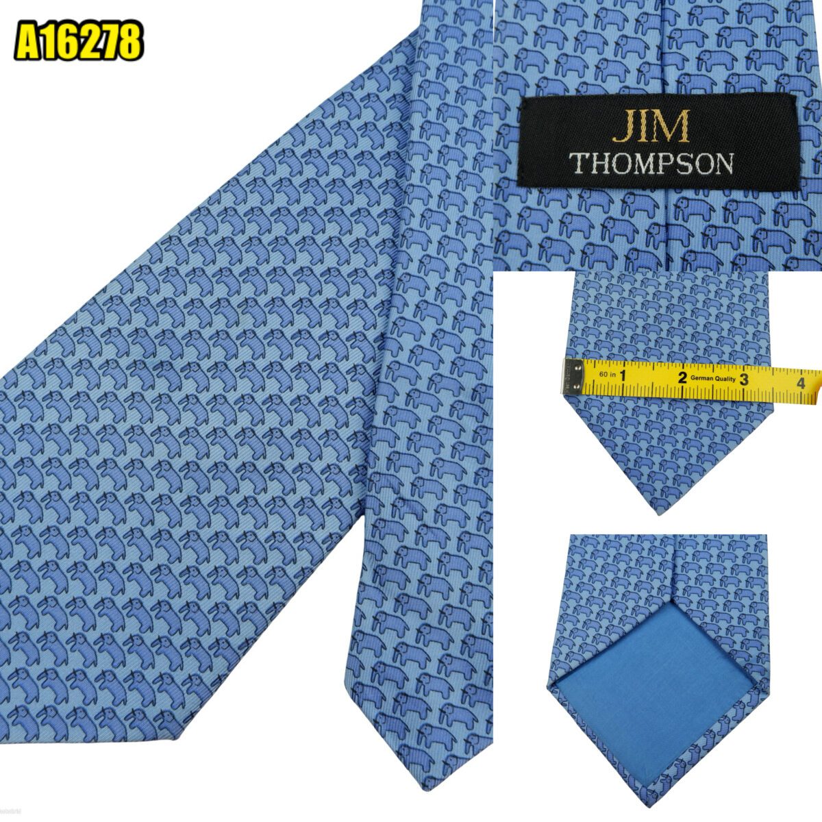 Jim Thompson Tie Silk Blue Animal Pattern Thailand (US Import Tax Included) | mesabb clothing Jim Thompson Tie Silk Blue Animal Pattern Thailand (US Import Tax Included) มุมที่ 1