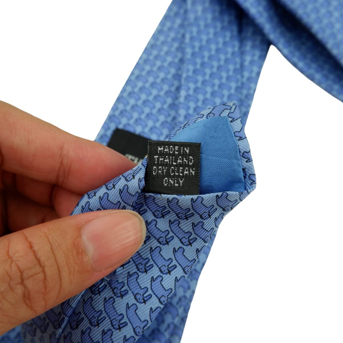 Jim Thompson Tie Silk Blue Animal Pattern Thailand (US Import Tax Included) | mesabb clothing Jim Thompson Tie Silk Blue Animal Pattern Thailand (US Import Tax Included) มุมที่ 10