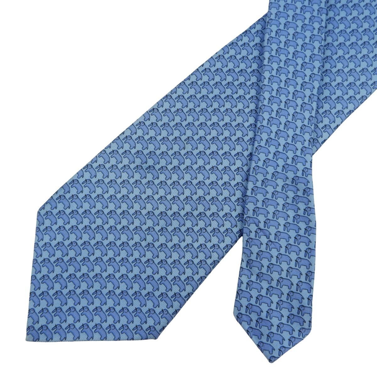 Jim Thompson Tie Silk Blue Animal Pattern Thailand (US Import Tax Included) | mesabb clothing Jim Thompson Tie Silk Blue Animal Pattern Thailand (US Import Tax Included) มุมที่ 2