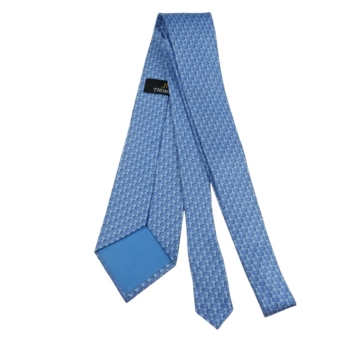 Jim Thompson Tie Silk Blue Animal Pattern Thailand (US Import Tax Included) | mesabb clothing Jim Thompson Tie Silk Blue Animal Pattern Thailand (US Import Tax Included) มุมที่ 7