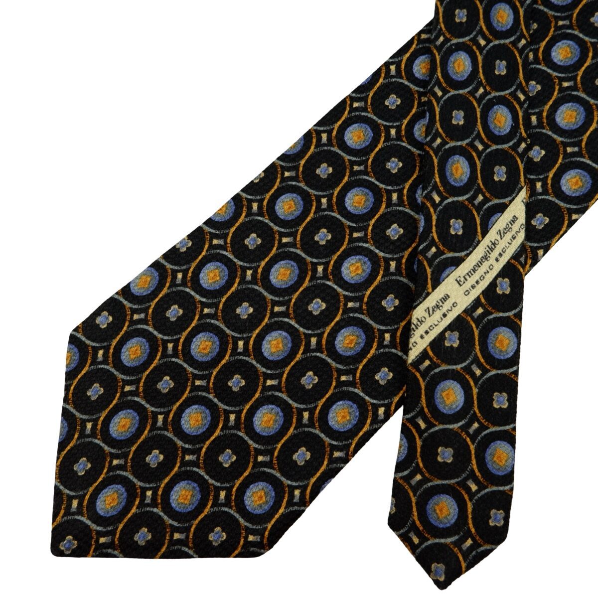 a16280 2 Ermenegildo Zegna Tie Silk Black Geometric Italy (US Import Tax Included) มุมที่ 2