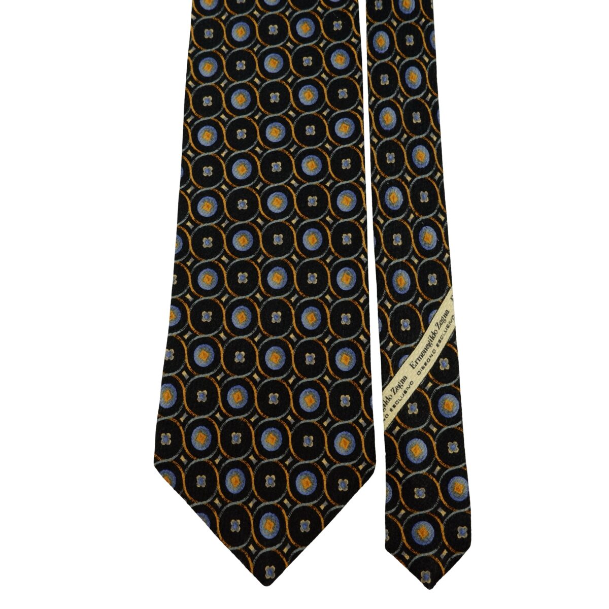 a16280 3 Ermenegildo Zegna Tie Silk Black Geometric Italy (US Import Tax Included) มุมที่ 3