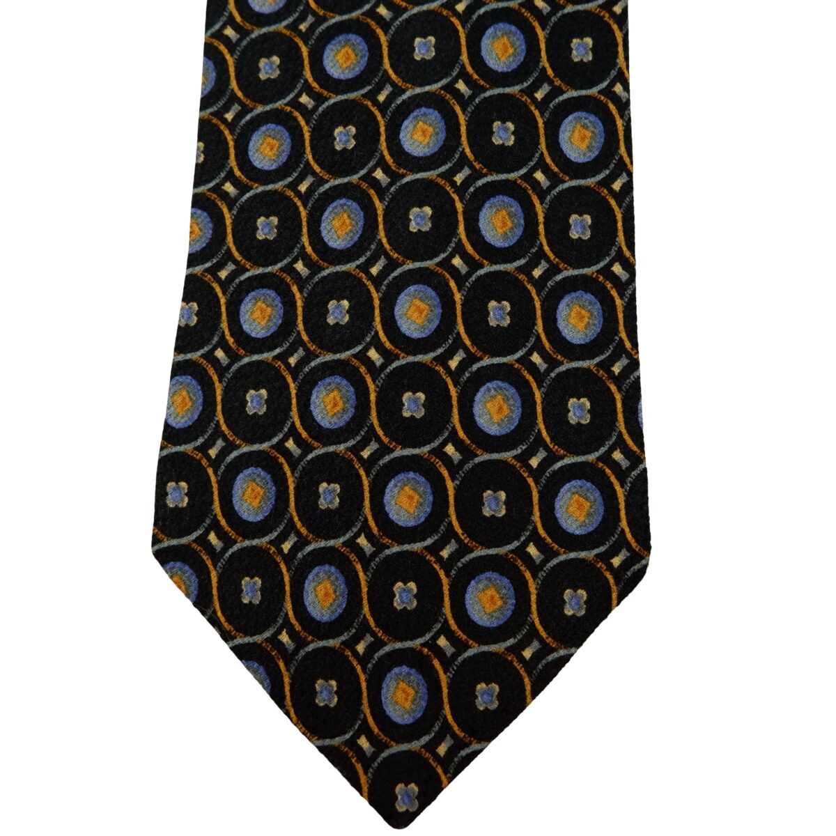 a16280 6 Ermenegildo Zegna Tie Silk Black Geometric Italy (US Import Tax Included) มุมที่ 6