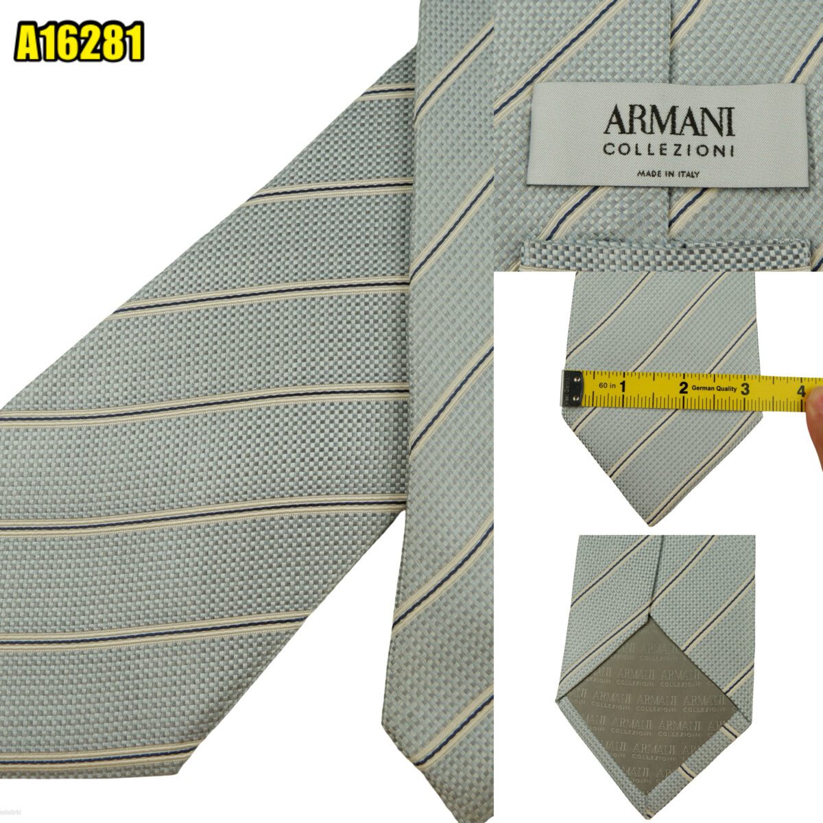 created by photogrid Armani Collezioni Tie Silk Light Blue Stripe Italy (US Import Tax Included) มุมที่ 1