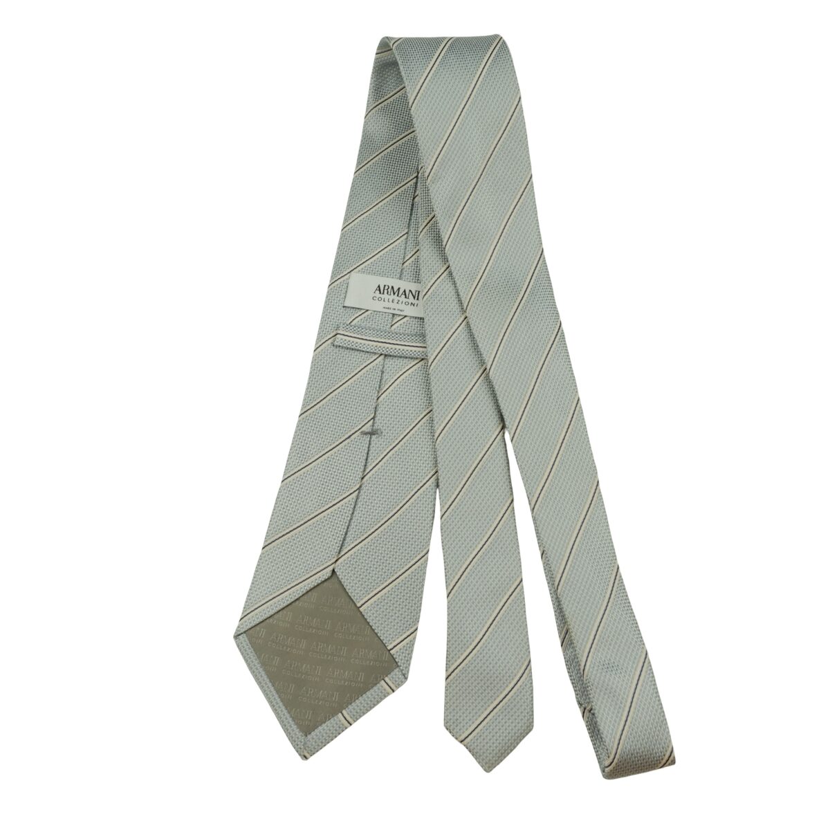 a16281 7 Armani Collezioni Tie Silk Light Blue Stripe Italy (US Import Tax Included) มุมที่ 7