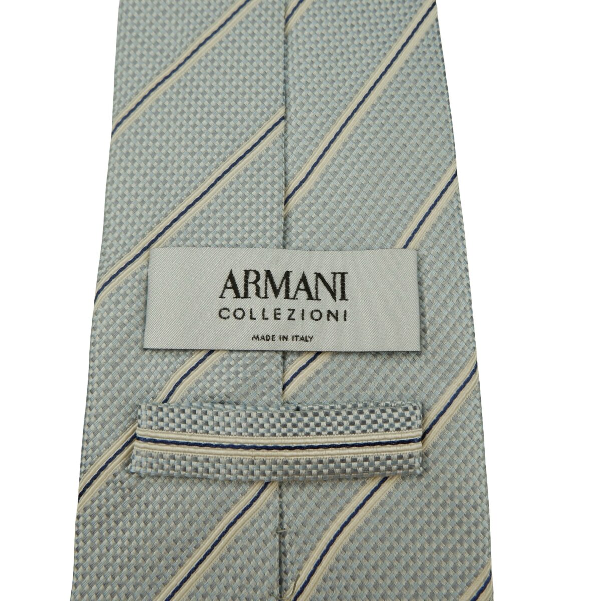 a16281 9 Armani Collezioni Tie Silk Light Blue Stripe Italy (US Import Tax Included) มุมที่ 9