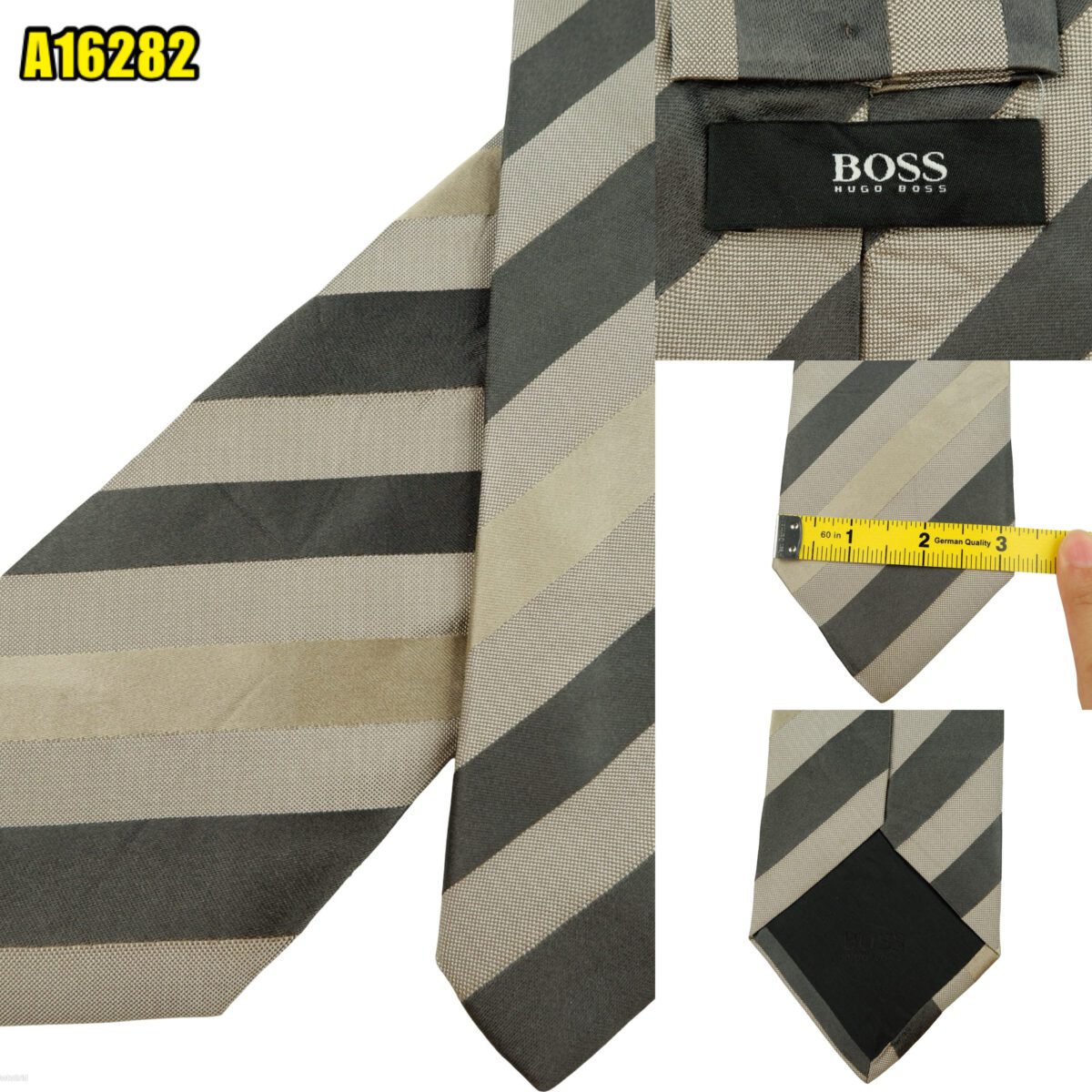 created by photogrid Hugo Boss Tie Silk Brown Stripe Italy (US Import Tax Included) มุมที่ 1