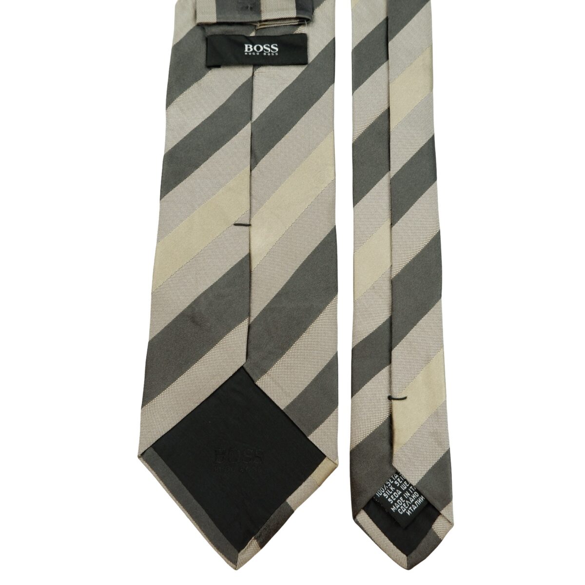 a16282 4 Hugo Boss Tie Silk Brown Stripe Italy (US Import Tax Included) มุมที่ 4