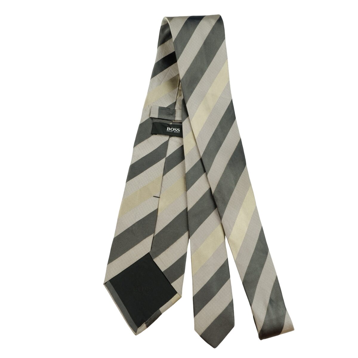 a16282 7 Hugo Boss Tie Silk Brown Stripe Italy (US Import Tax Included) มุมที่ 7