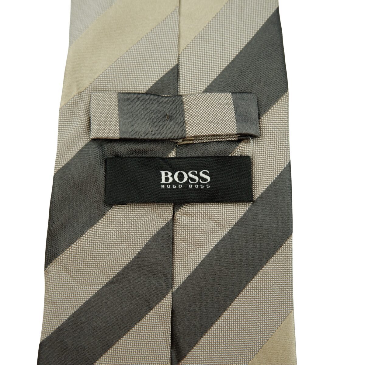 a16282 9 Hugo Boss Tie Silk Brown Stripe Italy (US Import Tax Included) มุมที่ 9