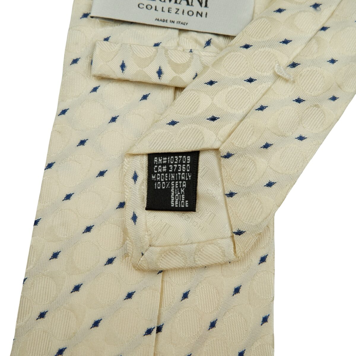 a16284 10 Armani Collezioni Tie Silk White Geometric Italy (US Import Tax Included) มุมที่ 10