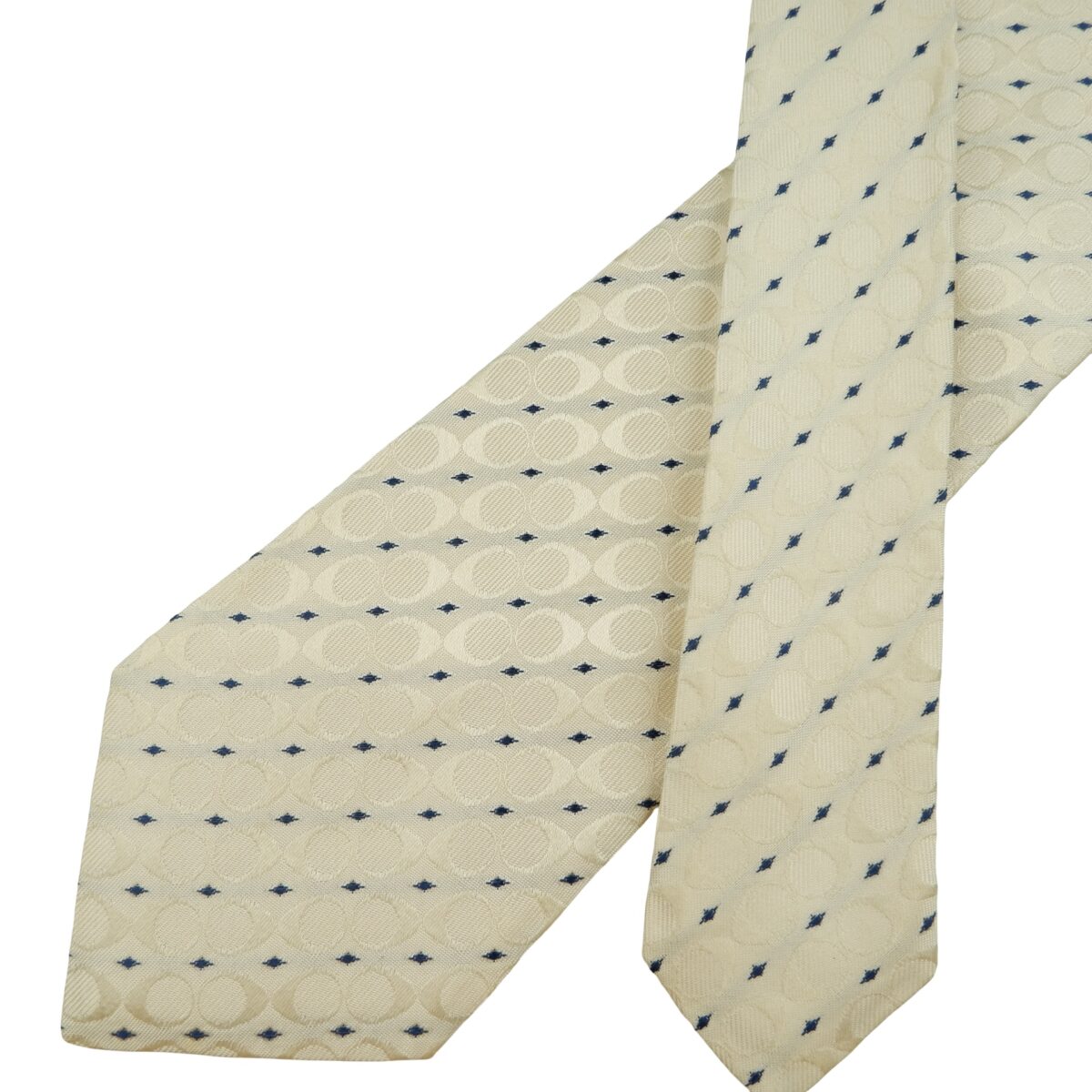 a16284 2 Armani Collezioni Tie Silk White Geometric Italy (US Import Tax Included) มุมที่ 2