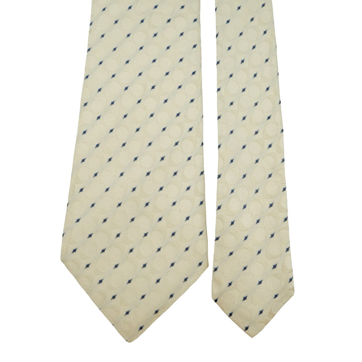 a16284 3 Armani Collezioni Tie Silk White Geometric Italy (US Import Tax Included) มุมที่ 3
