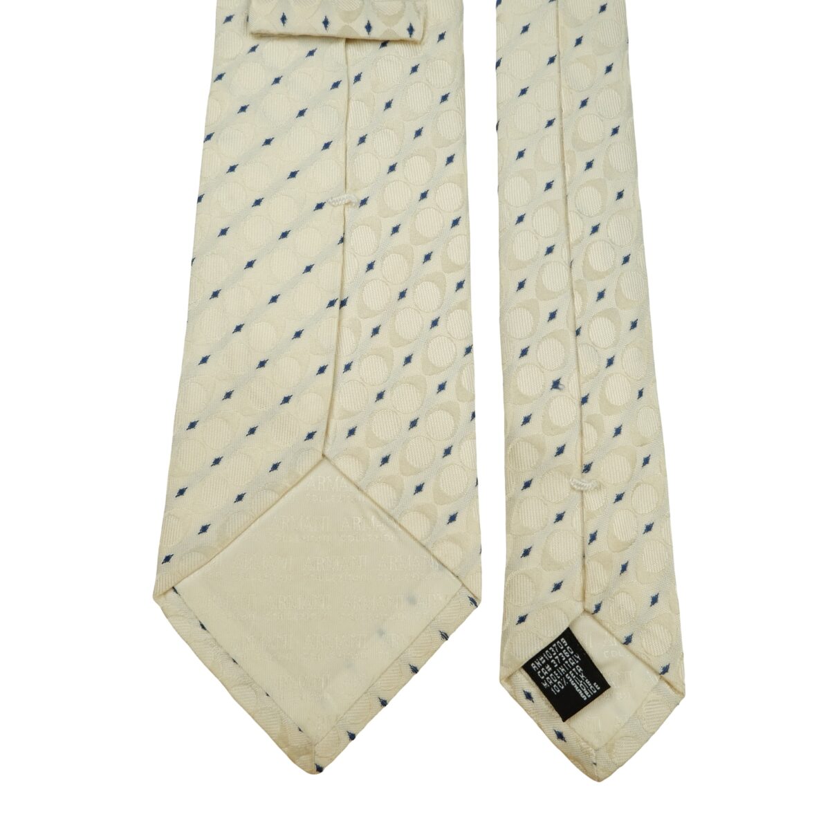 a16284 4 Armani Collezioni Tie Silk White Geometric Italy (US Import Tax Included) มุมที่ 4