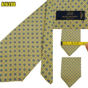Brooks Brothers Tie Silk Yellow Geometric USA (US Import Tax Included) มุมที่ 1