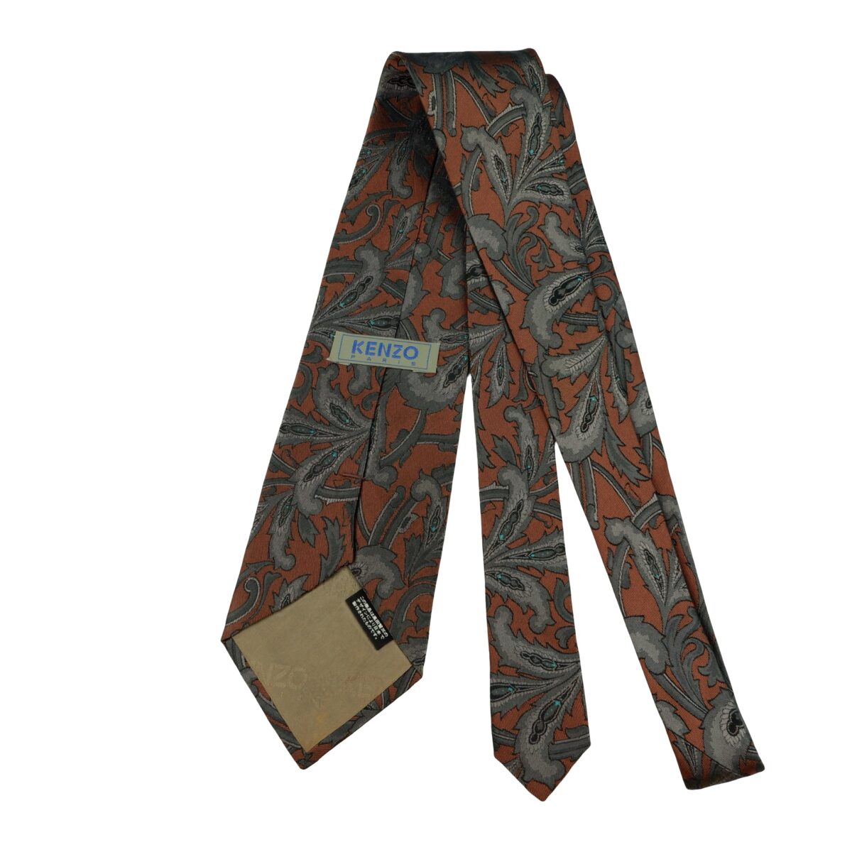 a16289 7 Kenzo Tie Silk Brown Floral Pattern Japan (US Import Tax Included) มุมที่ 7