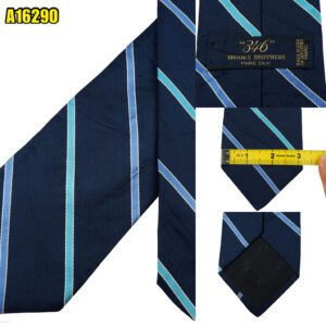 Brooks Brothers Tie Silk Dark Blue Stripe USA (US Import Tax Included) มุมที่ 1