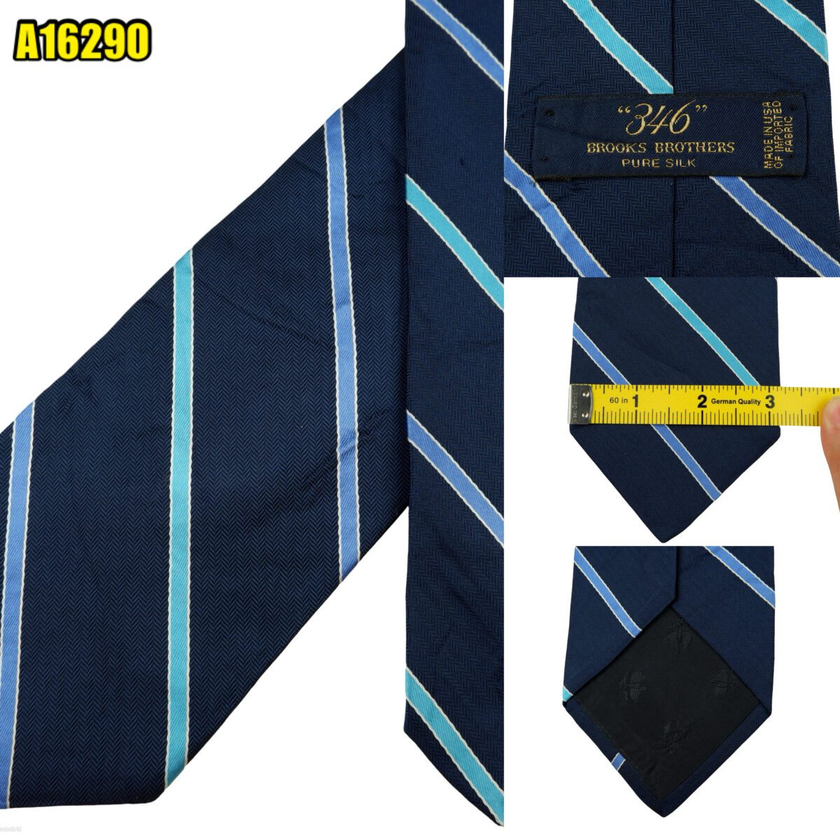 Brooks Brothers Tie Silk Dark Blue Stripe USA (US Import Tax Included) | mesabb clothing Brooks Brothers Tie Silk Dark Blue Stripe USA (US Import Tax Included) มุมที่ 1